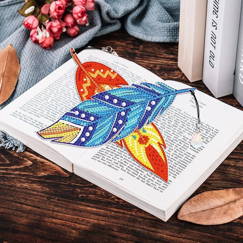 5d Diamond Painting Bookmarks Feather Bookmark Rhinestone Embroidery Mosaic Art Craft