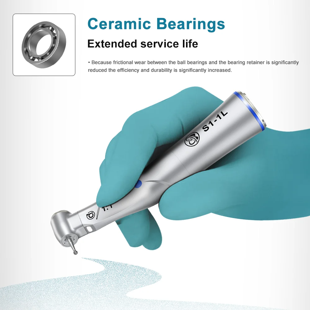 Low Speed Contra Angle Handpiece 1:1 Fiber Optic With Middle Gear Locking System Push Button Smile Series S1-1L