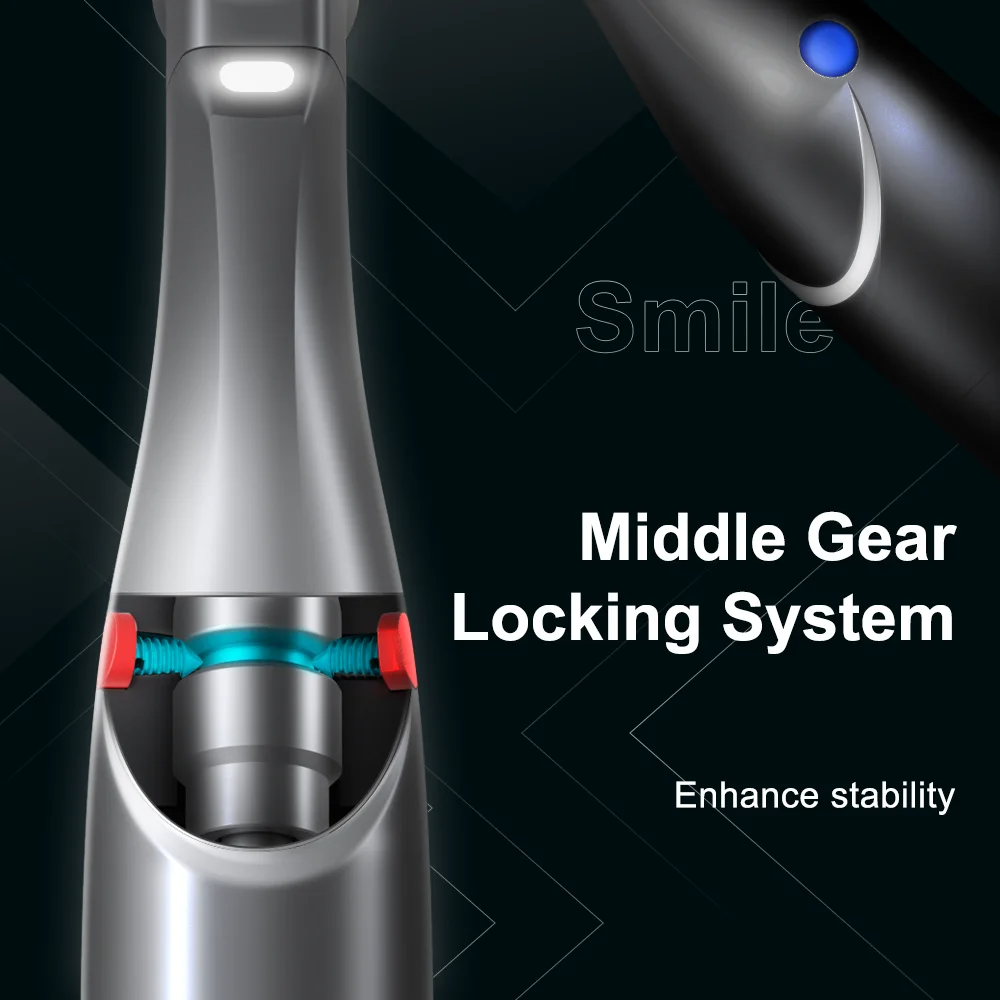 Low Speed Contra Angle Handpiece 1:1 Fiber Optic With Middle Gear Locking System Push Button Smile Series S1-1L