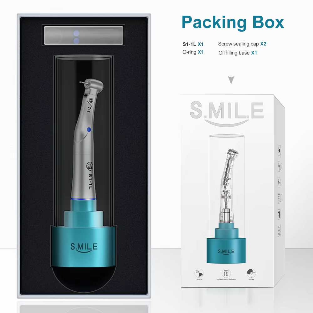 Low Speed Contra Angle Handpiece 1:1 Fiber Optic With Middle Gear Locking System Push Button Smile Series S1-1L