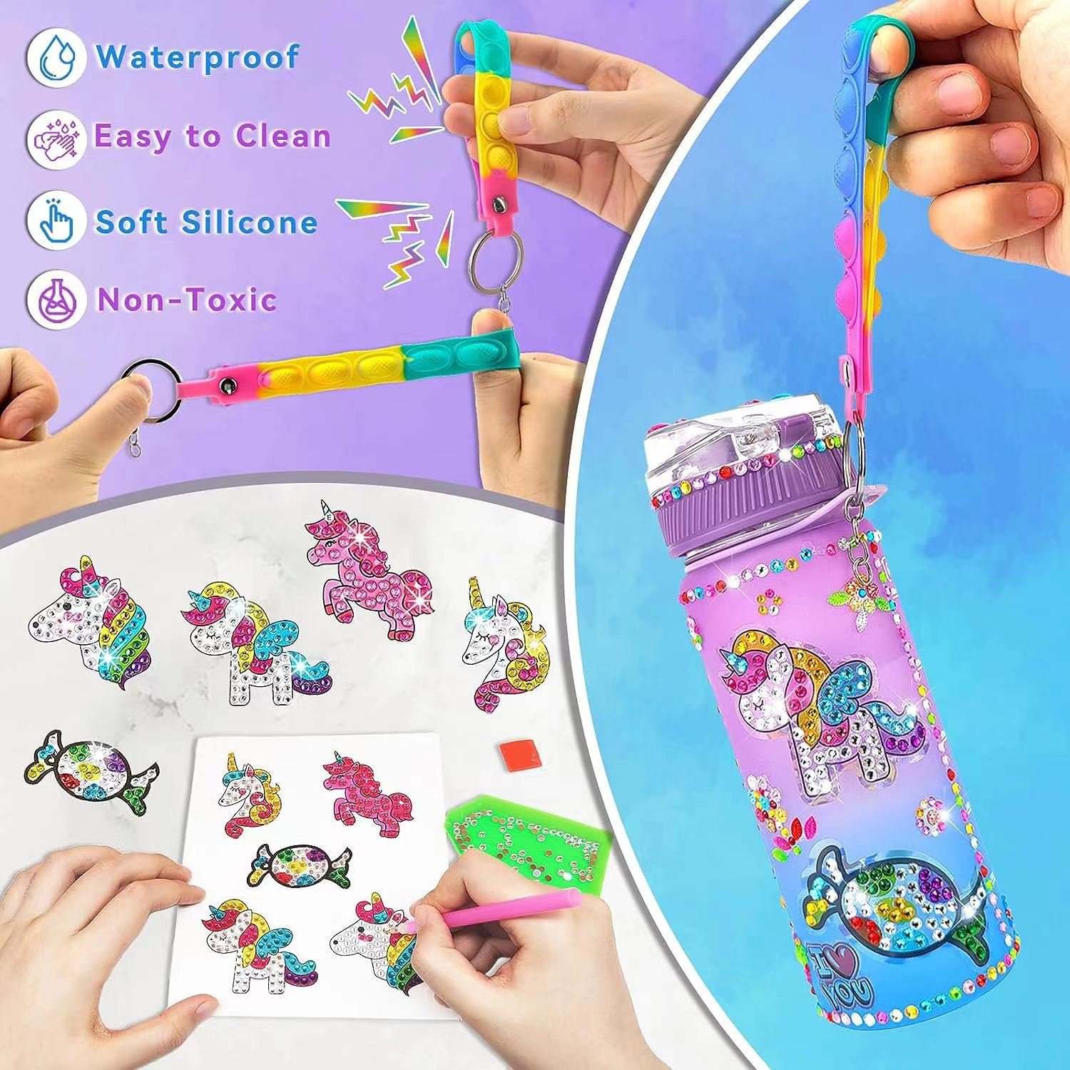Decorate Your Own Water Bottle Kits for Girls Mermaid Gem Diamond Painting Crafts Fun Arts and Crafts Gifts Toys