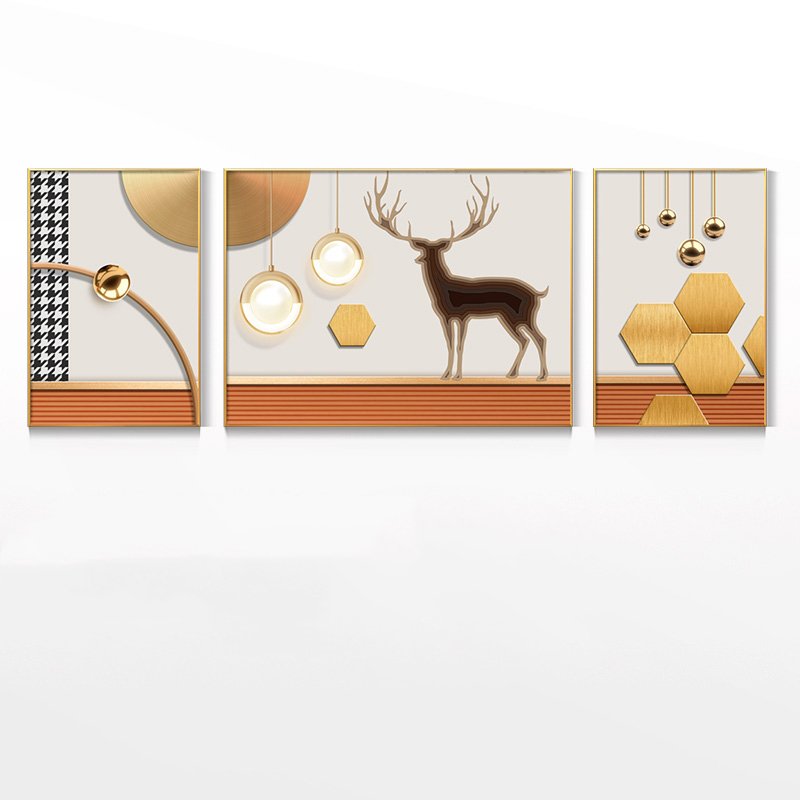 Light luxury living room decorative painting modern sofa background wall mural crystal porcelain triptych high-grade wall art