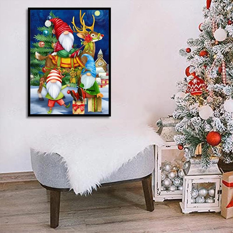 Diamond Painting Christmas Eve Gnomes Velvet Canvas Diamond Art Painting 5d Custom Diamond Painting Fairy Dust Drill Set