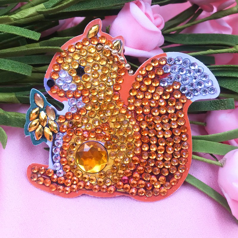 4 Pieces Diy Diamond Painting Keychain Pendant Fox Squirrel Pig Dog Bear Pattern