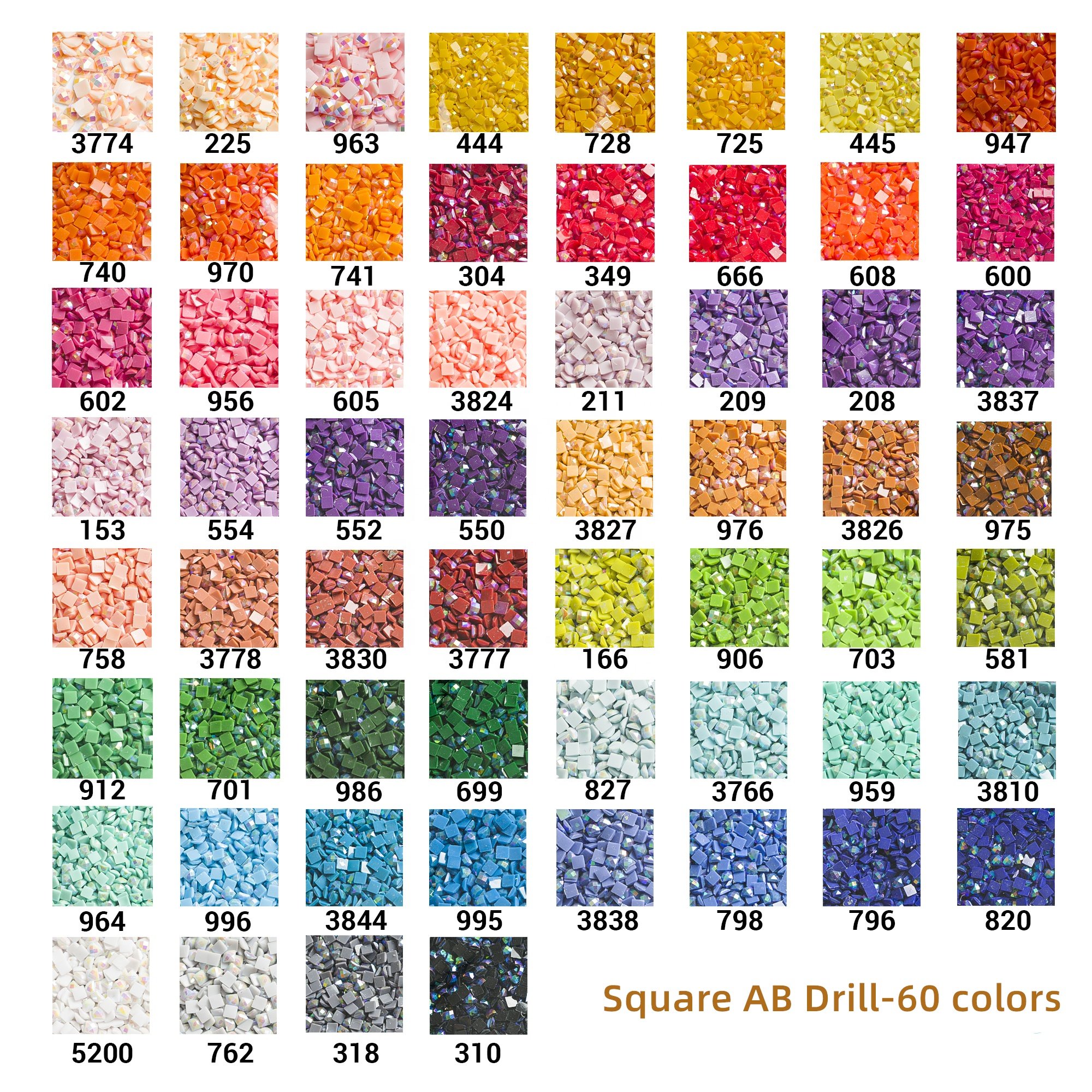 R-04 Sparkling Diamond Dots 2.5mm AB Resinestone Mosaic Embroidery Art Beads Diamond Painting Square AB Drills