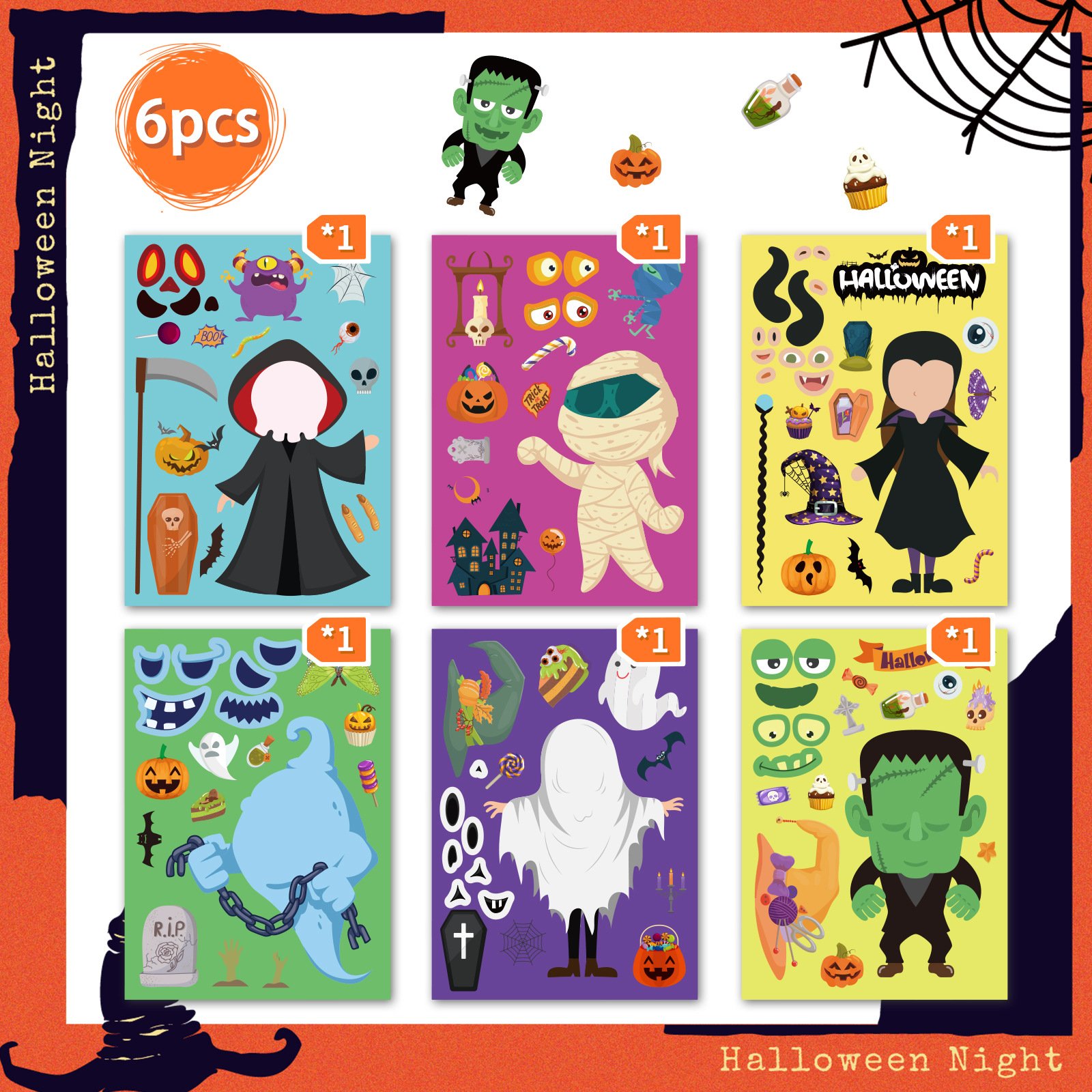 Creative Halloween Sticker 2024 New Holiday Decoration Handbook decoration Custom puzzle sticker sticker