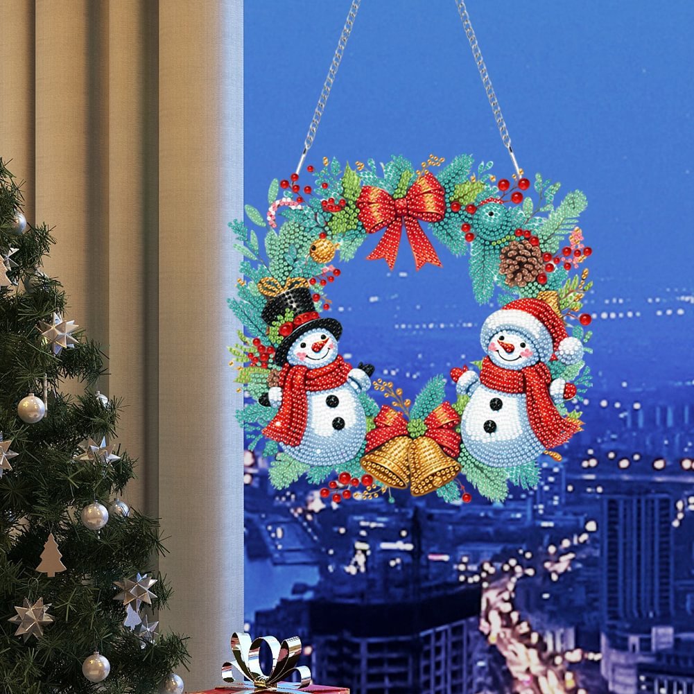 DIY Special Shaped Christmas Decor Wreath Diamond Painting Pendant Home Decoration Snowman Acrylic Diamond Irregular Pendant