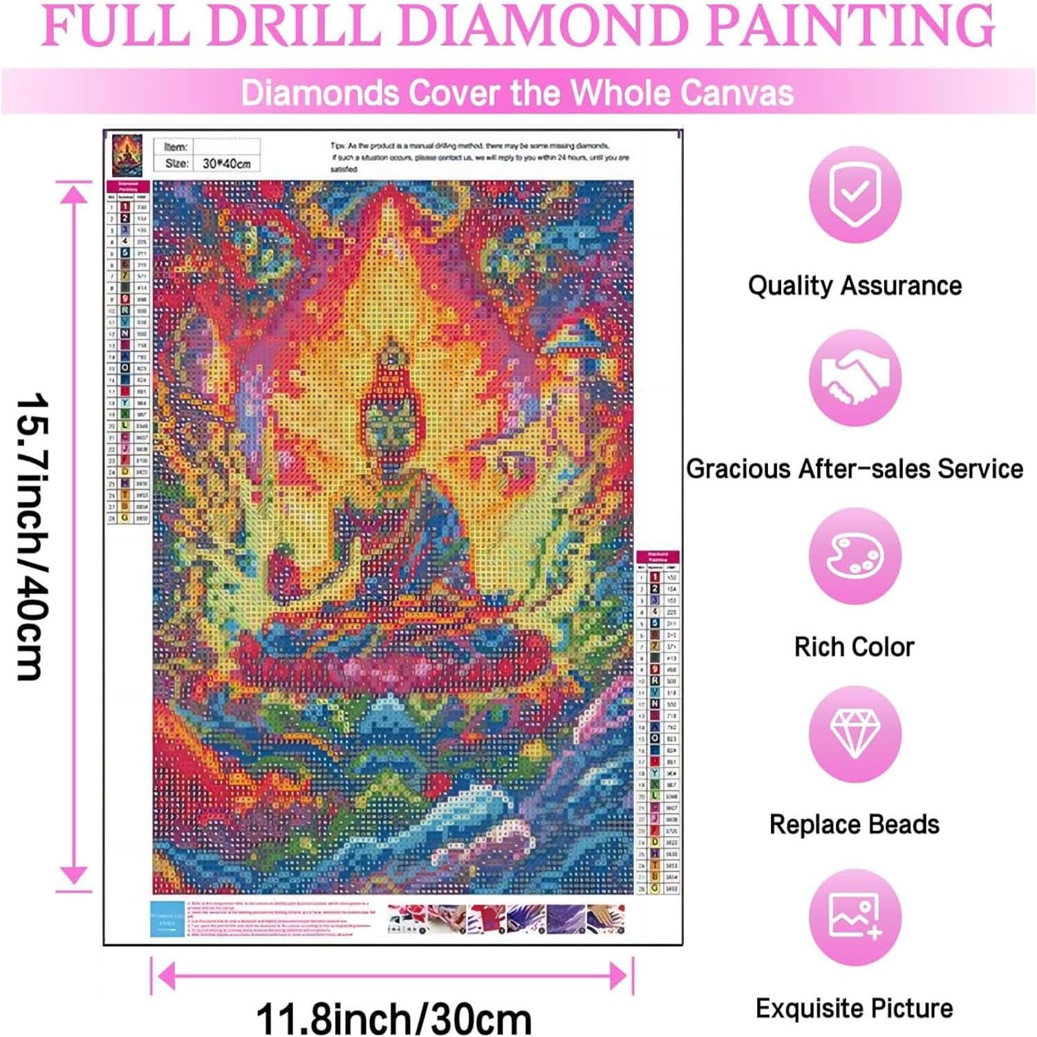 Tathagata Buddha Diamond Painting Colorful Immortal Diamond Painting Handmade Inlaid Decorative Painting 30*40cm