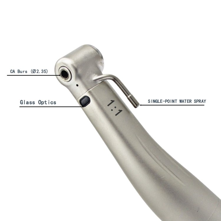 Electric Dental Diagonal Handpiece Blue Ring Polished Single Point Internal Waterway Stainless Steel Handle
