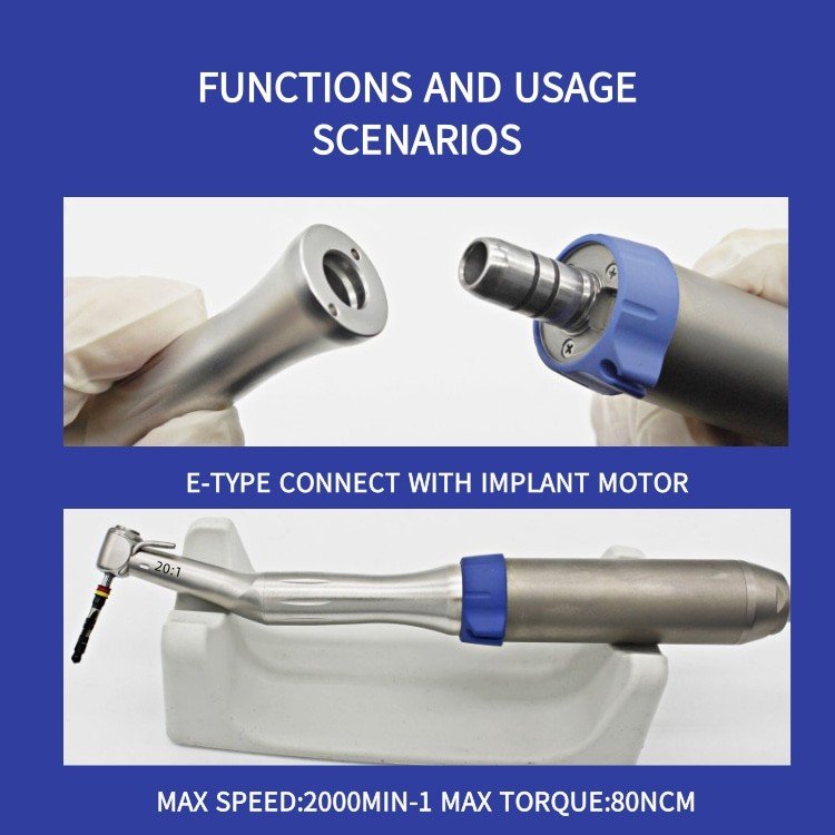 Dental 20:1 Surgical Implant Handpiece Dental Contra Angle / Dental Implant Micro Motor Contra Angle Handpiece For Dentist Tools