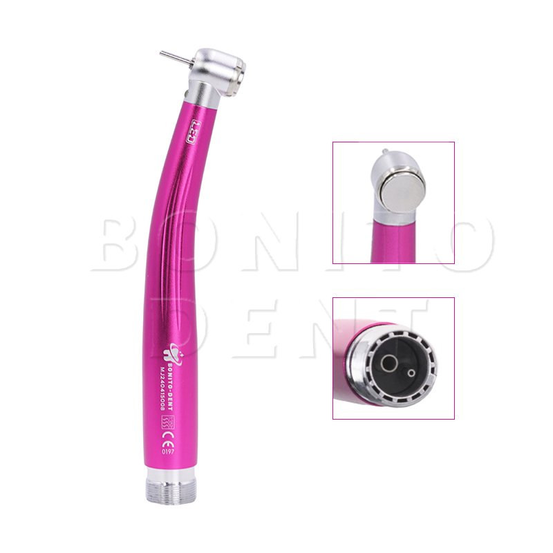 Pink Color Dental Handpiece Ceramic Bearing LED High Speed Handpiece Triple Water Spray Dental Turbine 2/4 Holes Factory Price
