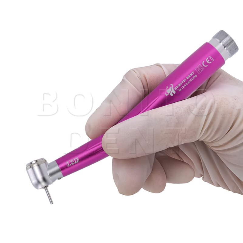 Pink Color Dental Handpiece Ceramic Bearing LED High Speed Handpiece Triple Water Spray Dental Turbine 2/4 Holes Factory Price
