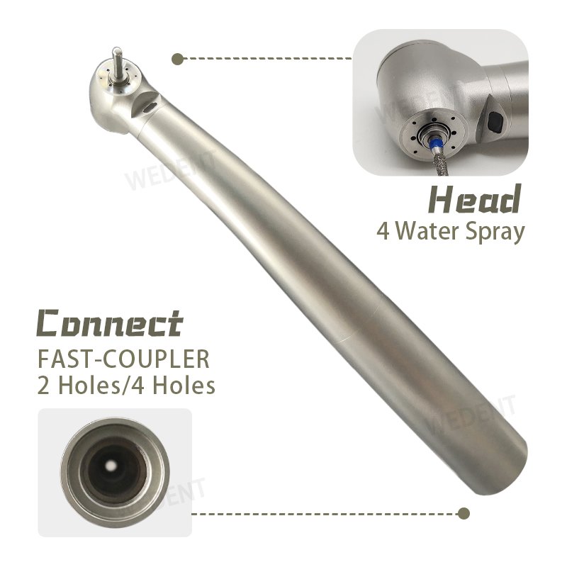 Medical Equipment Push Button Quick Coupling Connector High Speed Dental Handpiece with Optic Fiber Light
