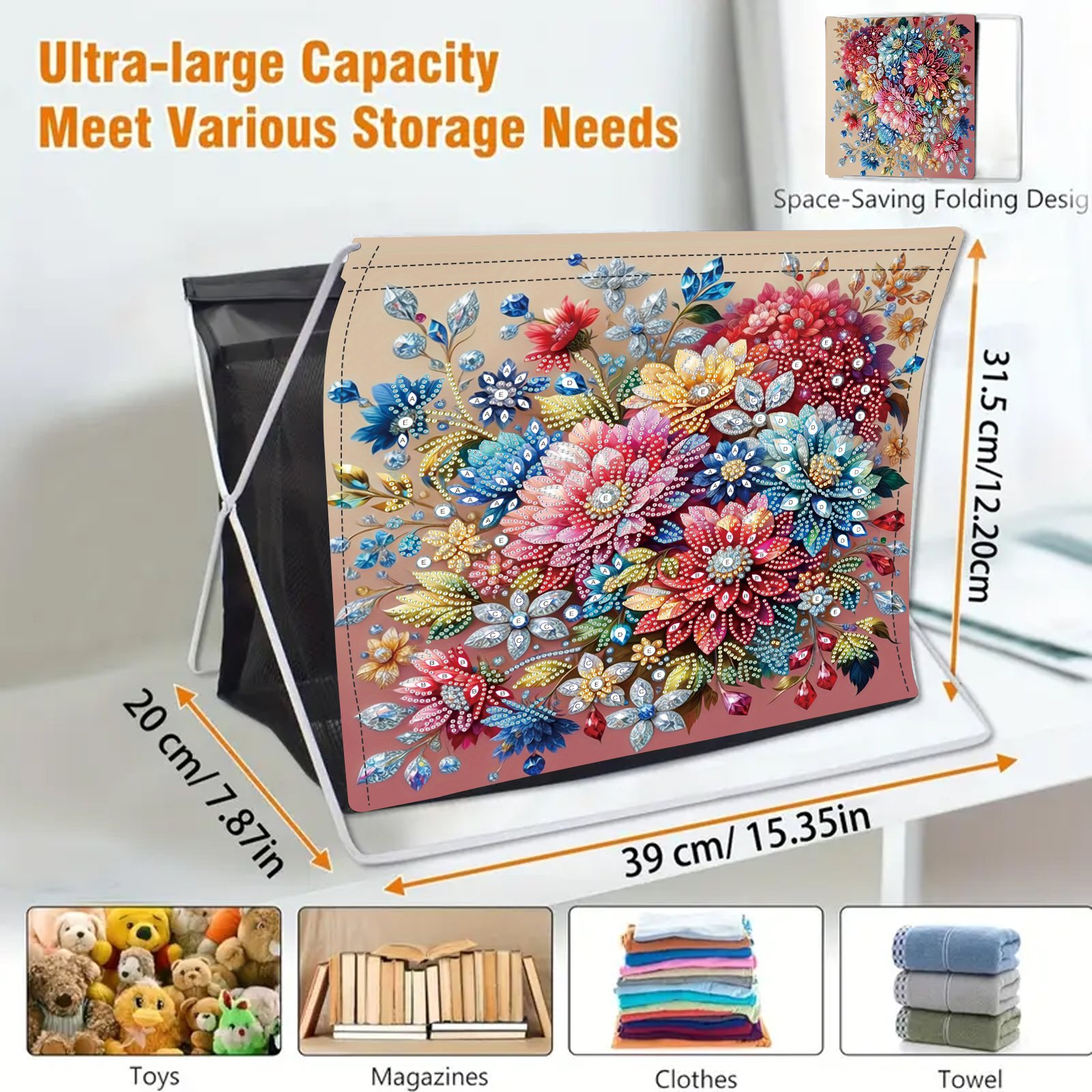 foldable diamond painting crystal DIY craft storage pouch