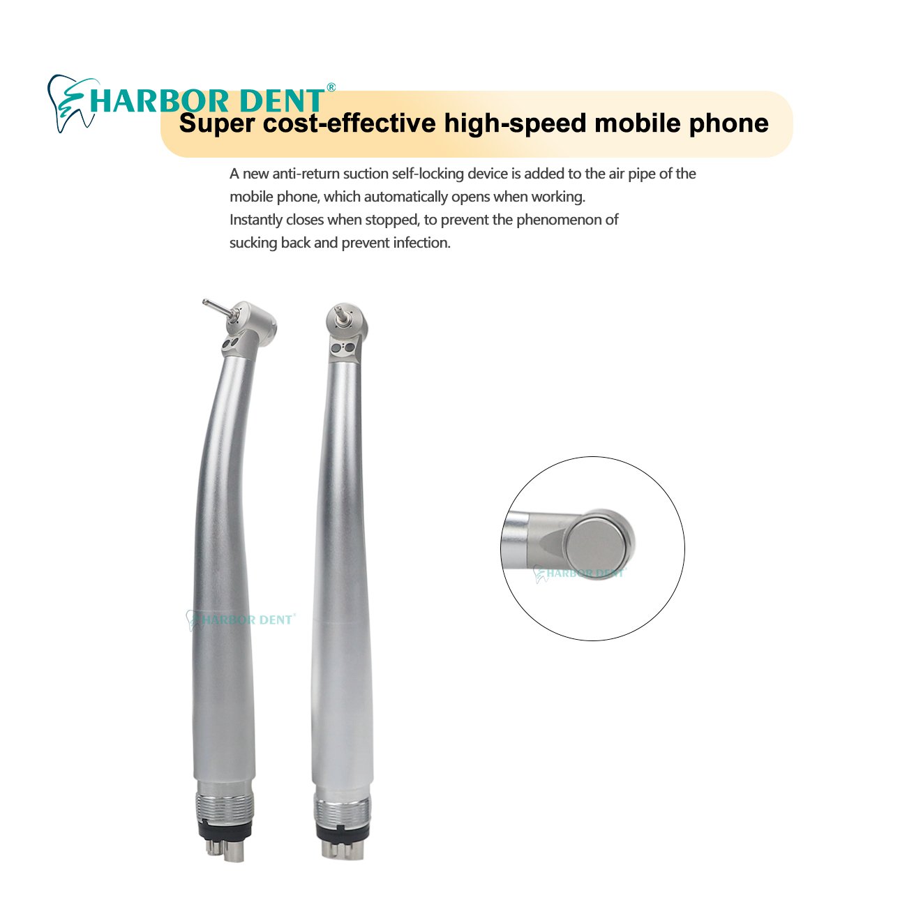 Push Type Antisuction 2 Holes Children Single Water Spray Push Button Air Turbine Dental High Speed Handpiece with 2light