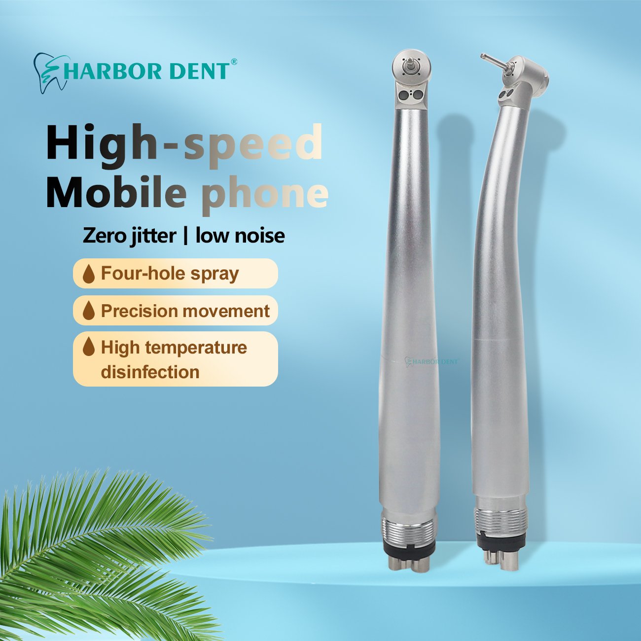 Push Type Antisuction 2 Holes Children Single Water Spray Push Button Air Turbine Dental High Speed Handpiece with 2light
