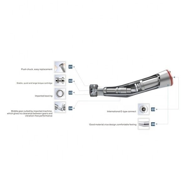 Dental 1:5 Turbine Red Ring Handpiece Increasing Speed Contra Angle