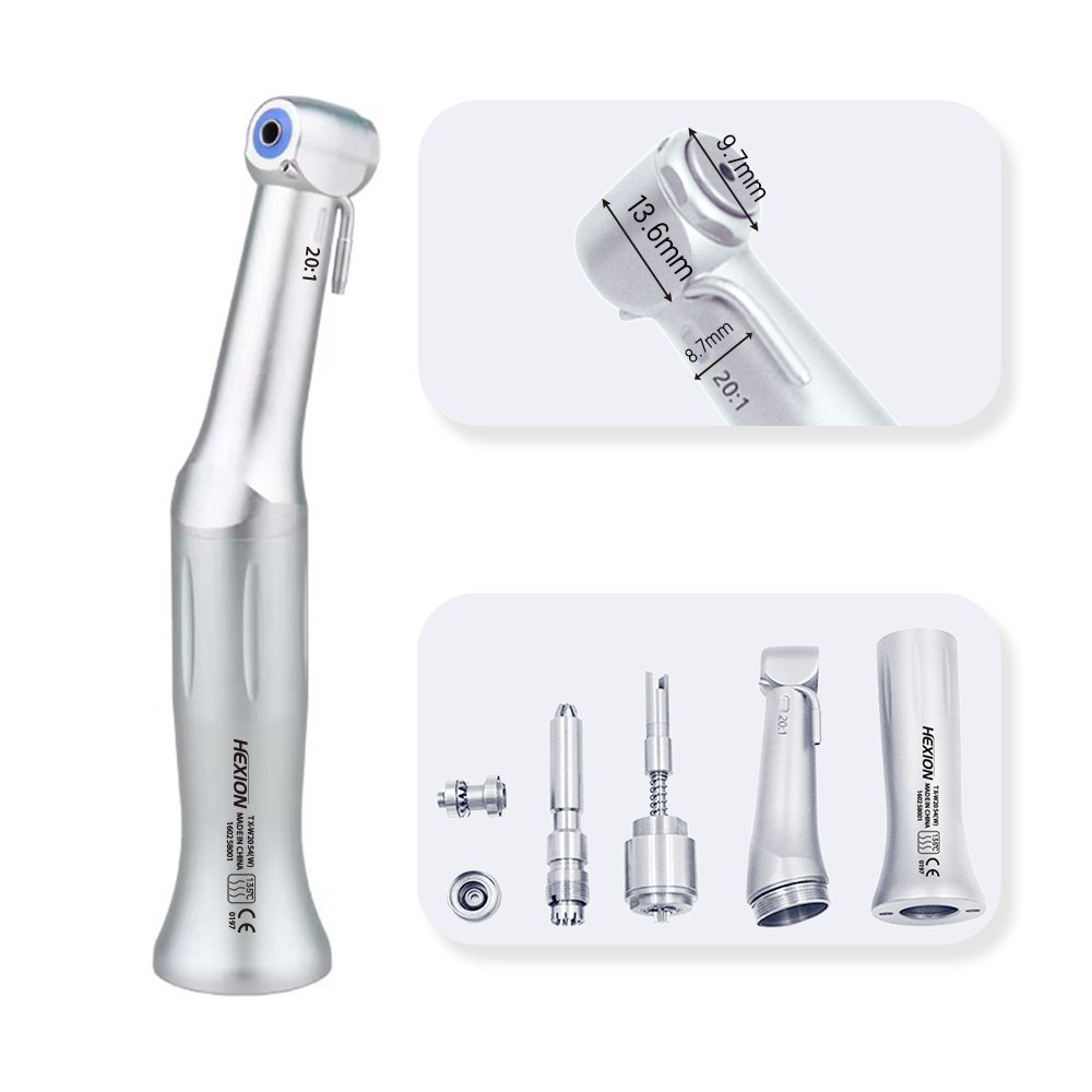 20:1 Dental Implant Handpiece Push Button Low Speed Reduction E-Type Connector Contra Angle Handpiece Torque 80Ncm