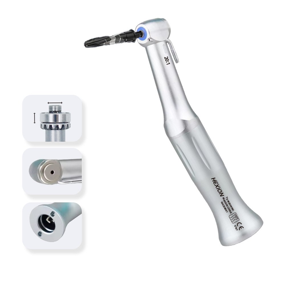 20:1 Dental Implant Handpiece Push Button Low Speed Reduction E-Type Connector Contra Angle Handpiece Torque 80Ncm