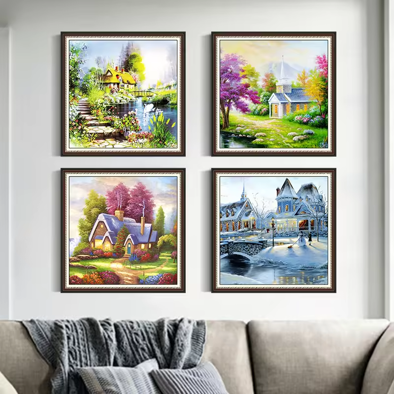 5D Full DIY Little Oil Painting 4 Seasons Scenery Diamond Painting