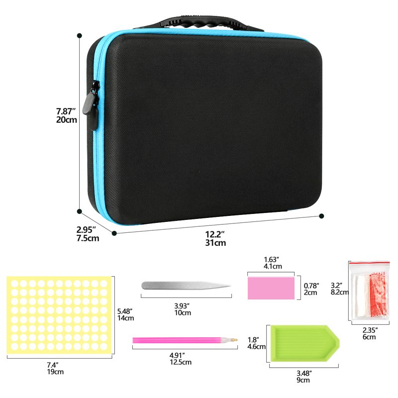 Hot Sale 80 Square Bottles Diamond Painting Storage Box with Diamond Embroidery Point Drill Tools Kits Carry Case Zipper Bag
