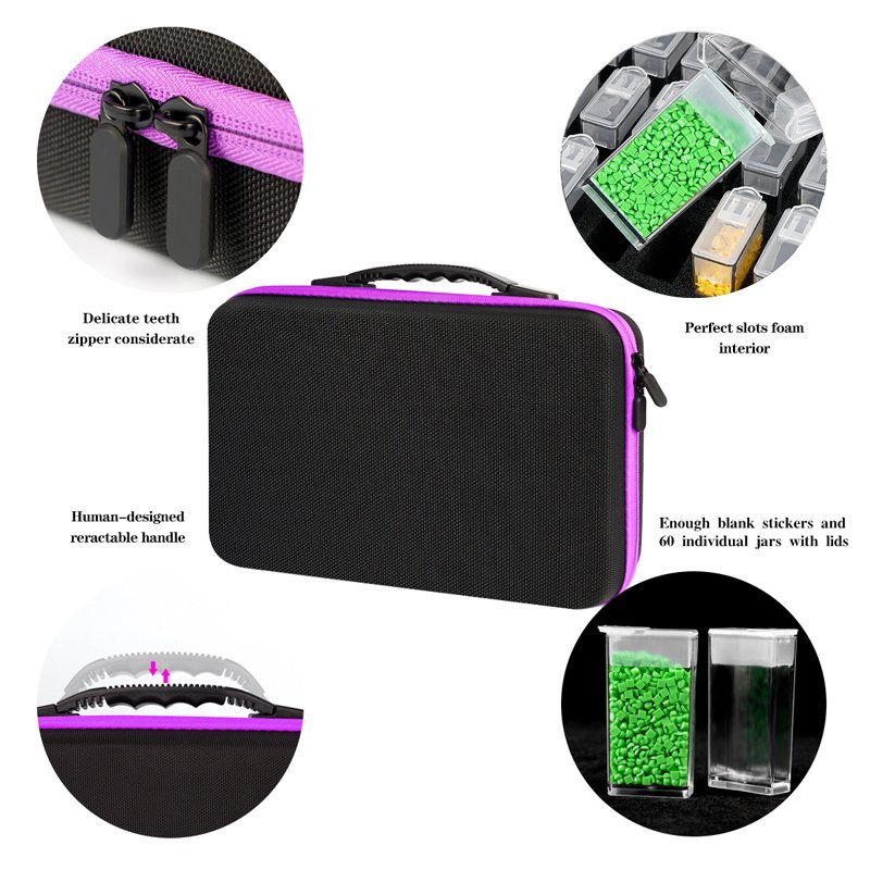 Hot Sale 80 Square Bottles Diamond Painting Storage Box with Diamond Embroidery Point Drill Tools Kits Carry Case Zipper Bag