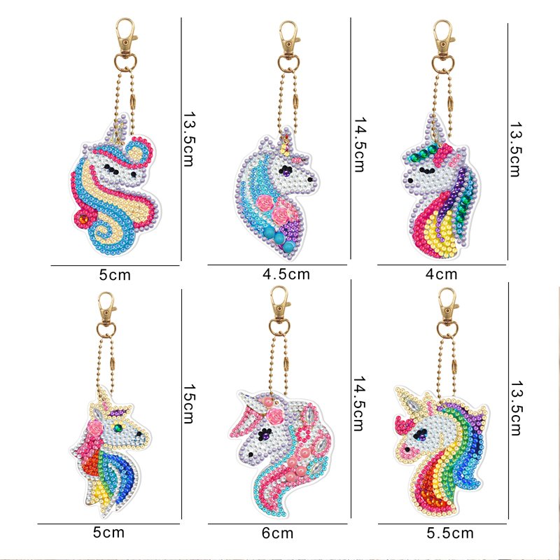Creative Diy Diamond Painting Key Chain Pendant Crystal Drill Horse Pattern Keyring Cute Decoration For Children