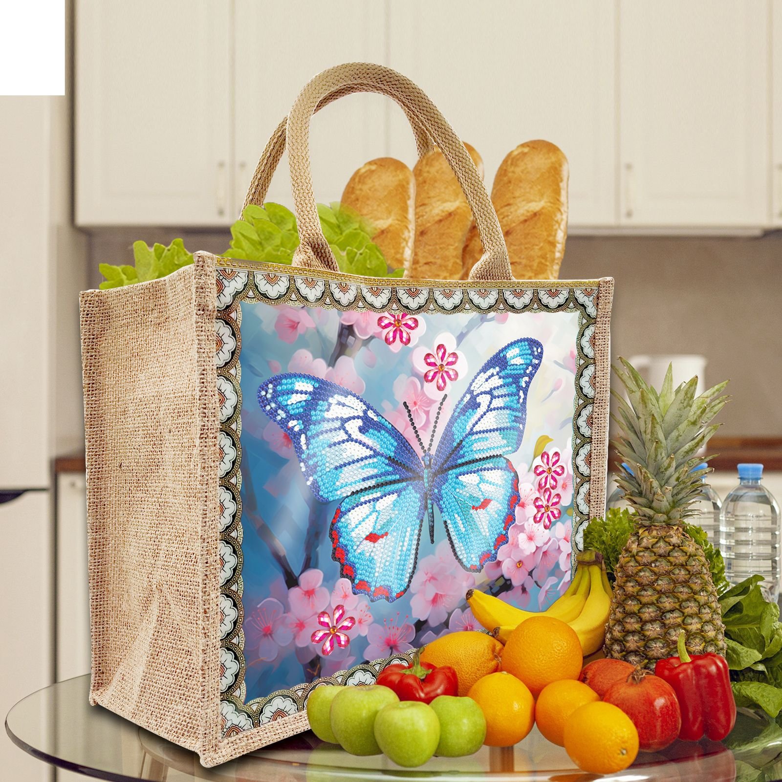LS new Diamond Painting Burlap bag Replaceable pattern dot drill Linen Environmentally friendly portable shopping bags