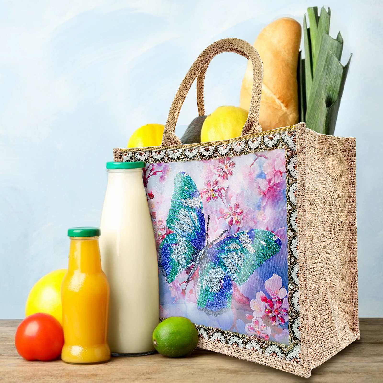 LS new Diamond Painting Burlap bag Replaceable pattern dot drill Linen Environmentally friendly portable shopping bags