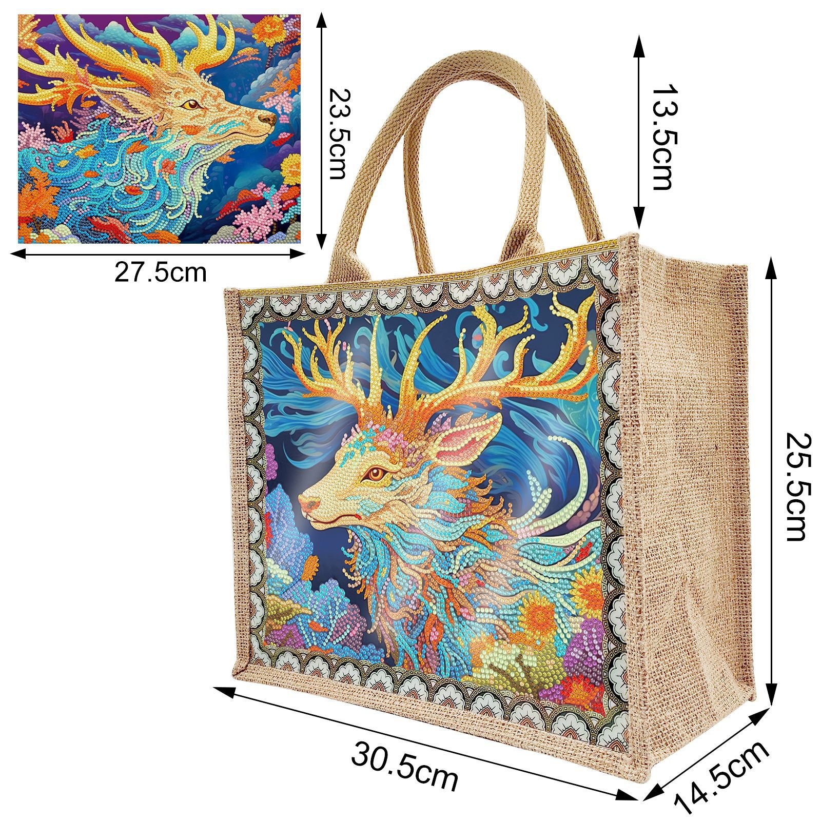 LS new Diamond Painting Burlap bag Replaceable pattern dot drill Linen Environmentally friendly portable shopping bags
