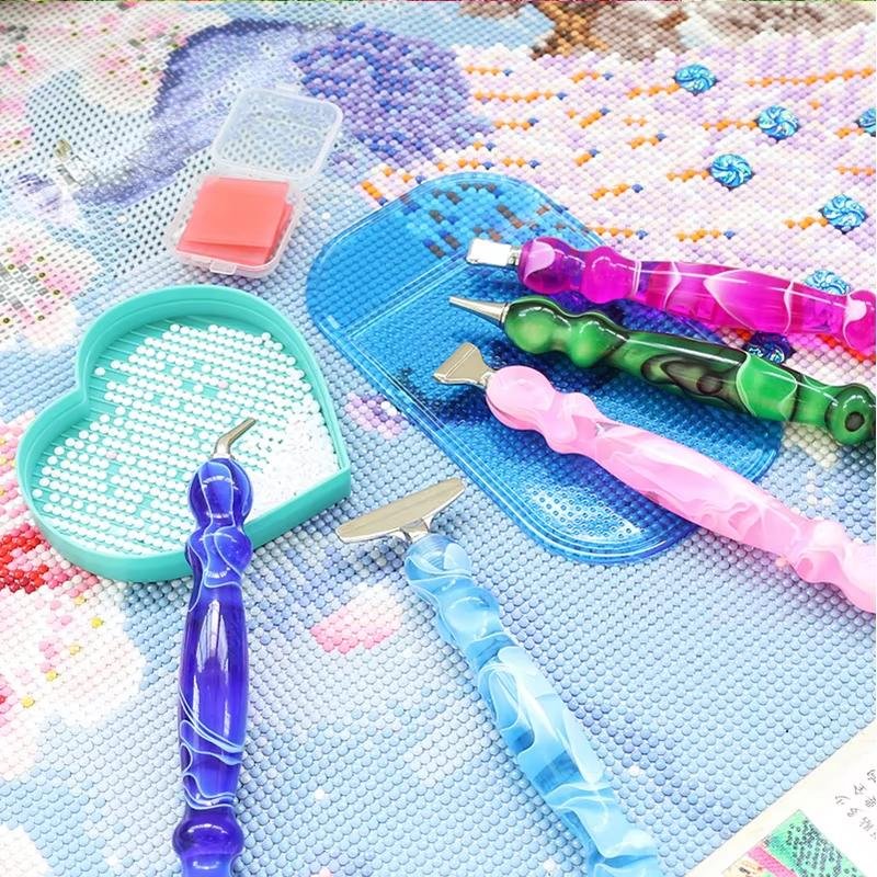5d Diy Diamond Painting Pen Tools Diamond Painting Resin Point Drill Pens, 6 Replacement Plastic Pen Tips, Clay, Fast,Convenient