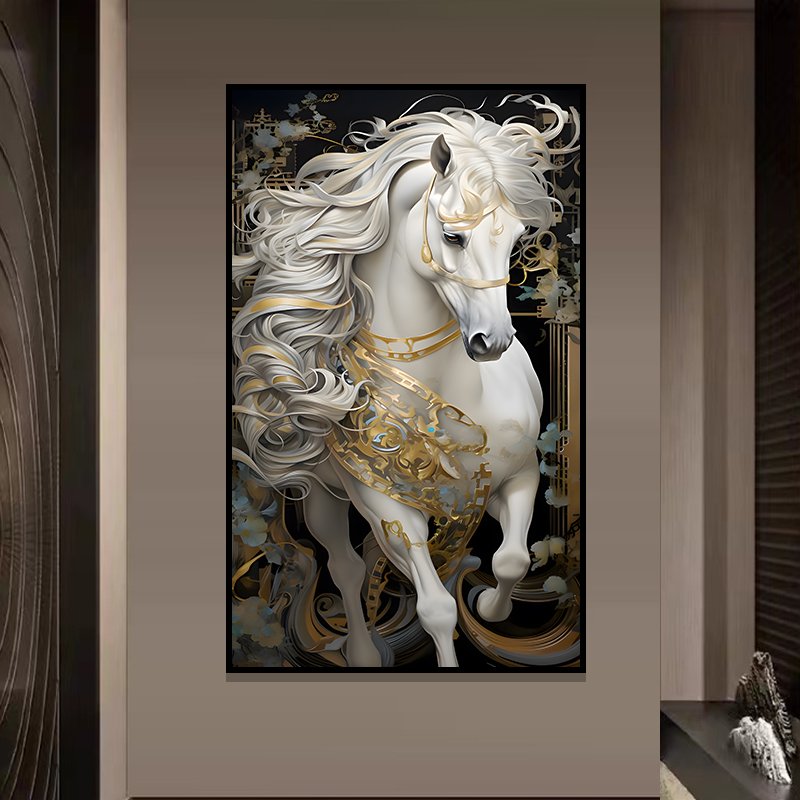 The latest popular modern light luxury horse corridor Diamonds paintings LED Crystal porcelain painting home decoration