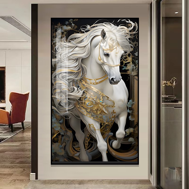 The latest popular modern light luxury horse corridor Diamonds paintings LED Crystal porcelain painting home decoration