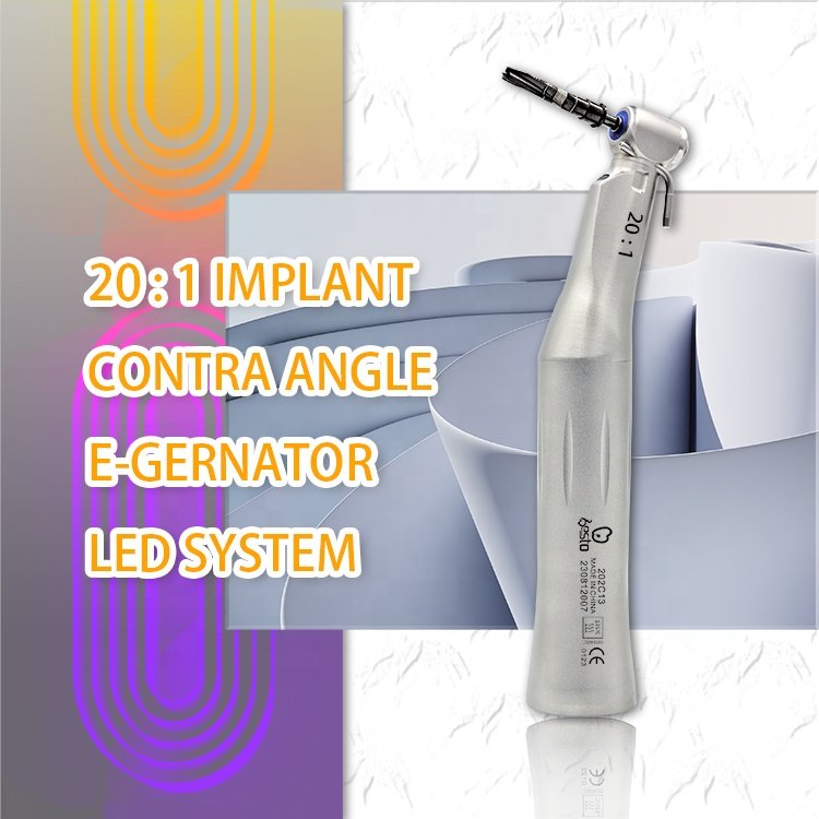 Dental 20:1 Implant LED E-generator Contra Angle Push Button Low Speed Handpiece Stainless Steel Surgical Reduction Handpiece