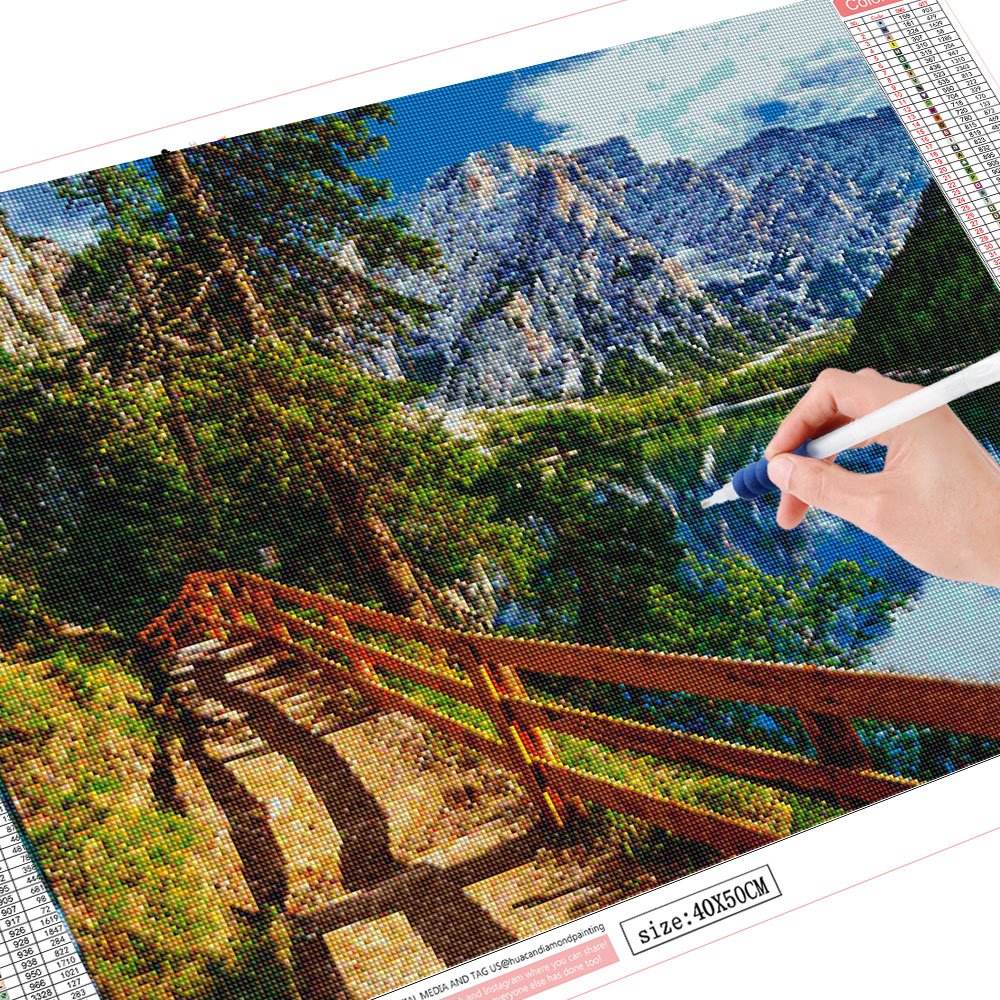 HUACAN Modern Fashion Diamond Painting Landscape Lake Diamond Mosaic Full Mountain Bedroom Decoration Wall Art