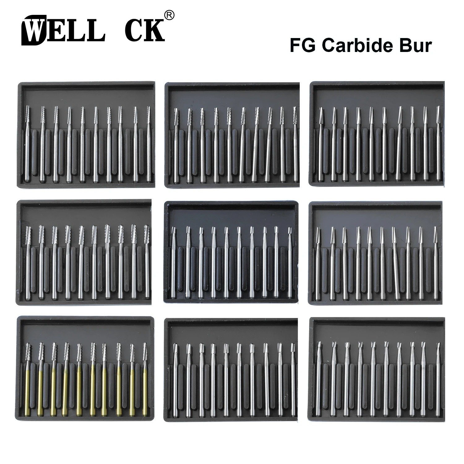 10Pcs/Box Dia 1.6mm Denta Equipment Tungsten Steel Bur FG Carbide Dental Burs For High Speed Handpiece