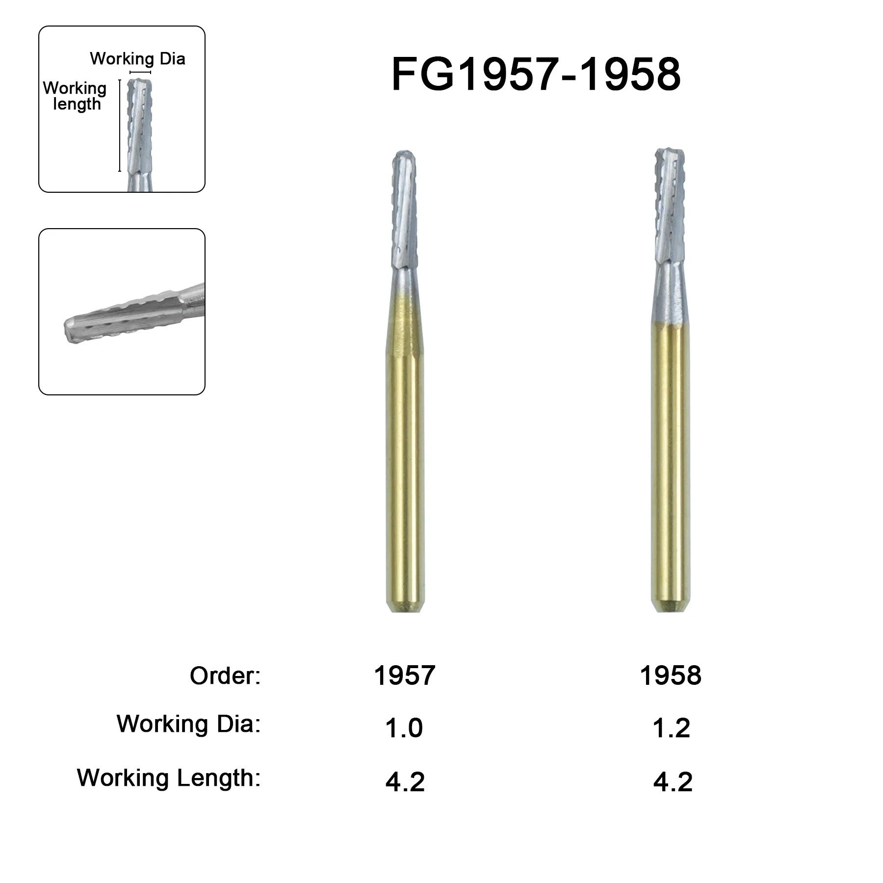 10Pcs/Box Dia 1.6mm Denta Equipment Tungsten Steel Bur FG Carbide Dental Burs For High Speed Handpiece