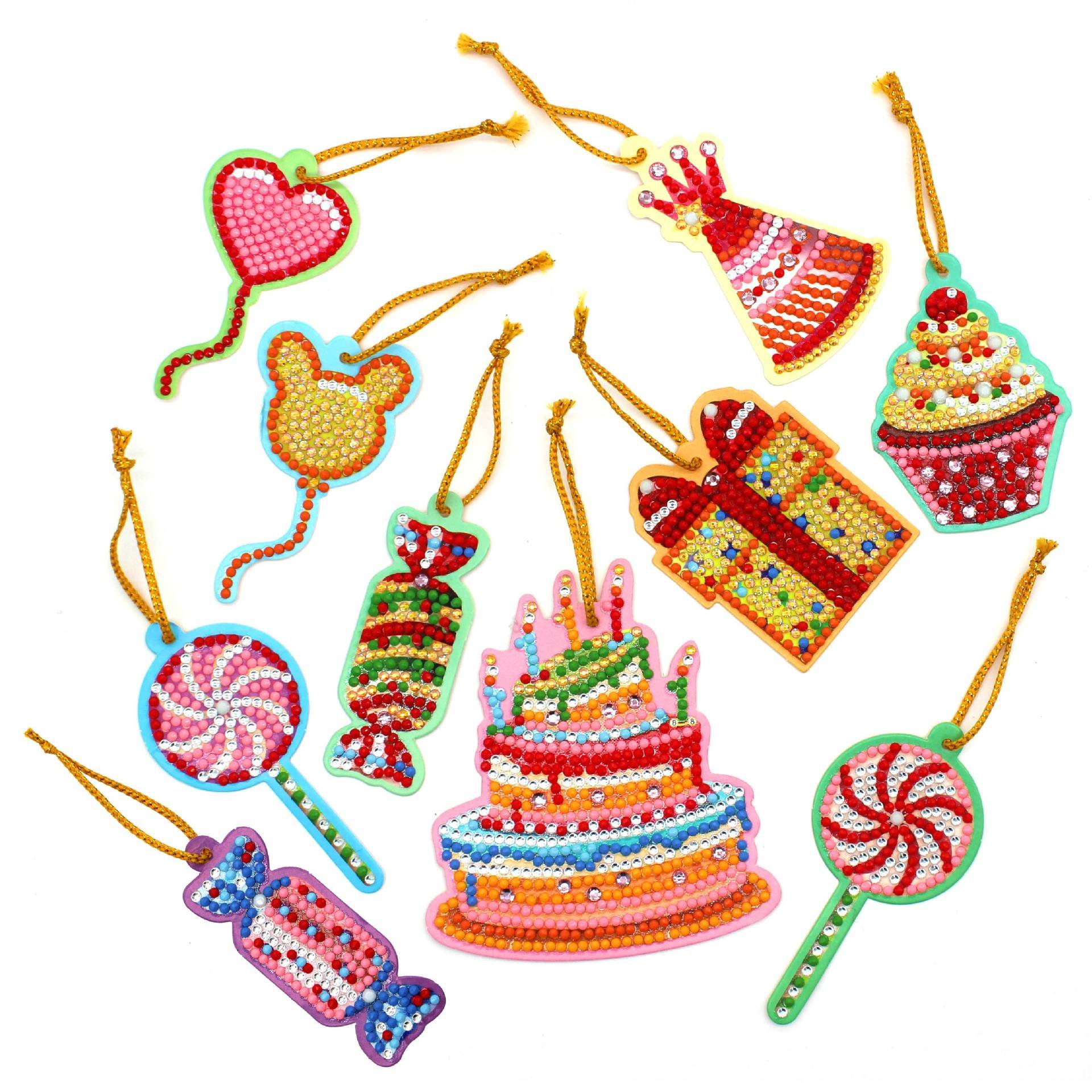hot selling DIY diamond painting handmade diamond paper card hanging decoration with gold wire rope Christmas decoration pendant
