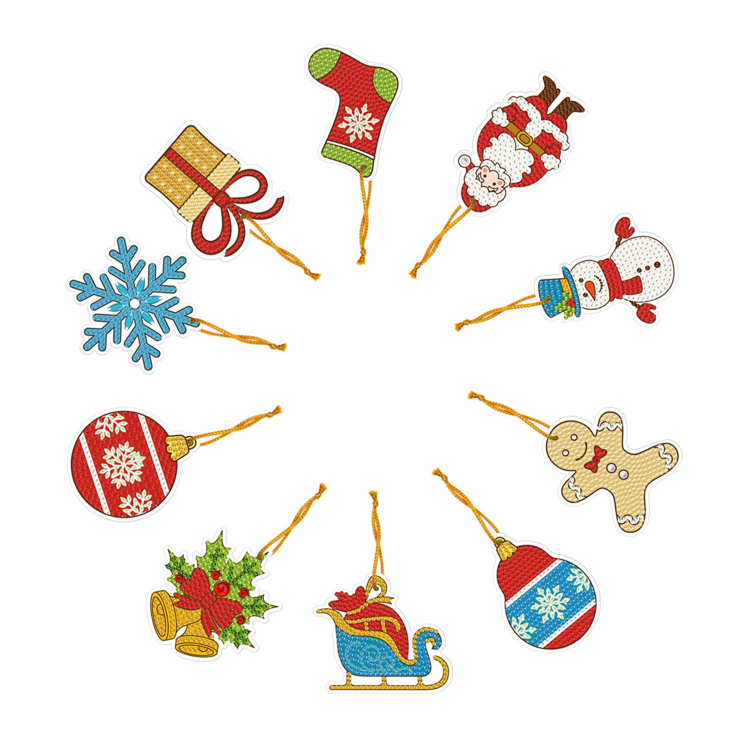 hot selling DIY diamond painting handmade diamond paper card hanging decoration with gold wire rope Christmas decoration pendant
