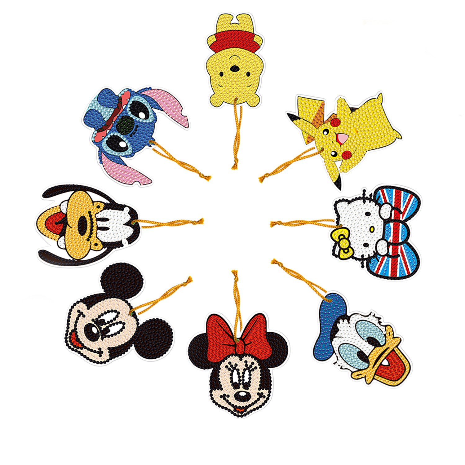 hot selling DIY diamond painting handmade diamond paper card hanging decoration with gold wire rope Christmas decoration pendant