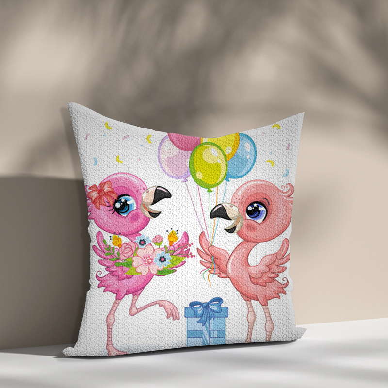 Cute flamingo diamond painting pillow case 5D DIY animal tied bow and balloons diamond painting for festive Party