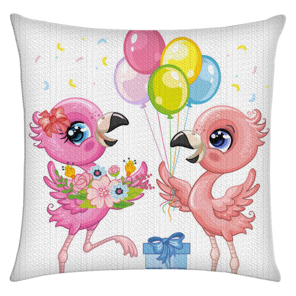 Cute flamingo diamond painting pillow case 5D DIY animal tied bow and balloons diamond painting for festive Party