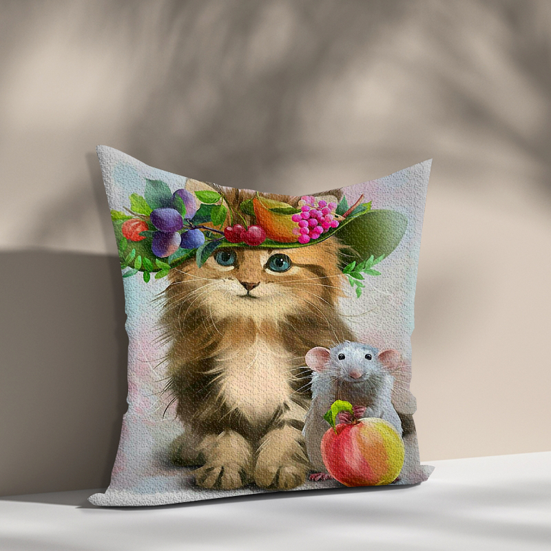 5D Diamond Painting Cat and Mouse Fruit Kit diamond painting pillow case mosaic diamond painting
