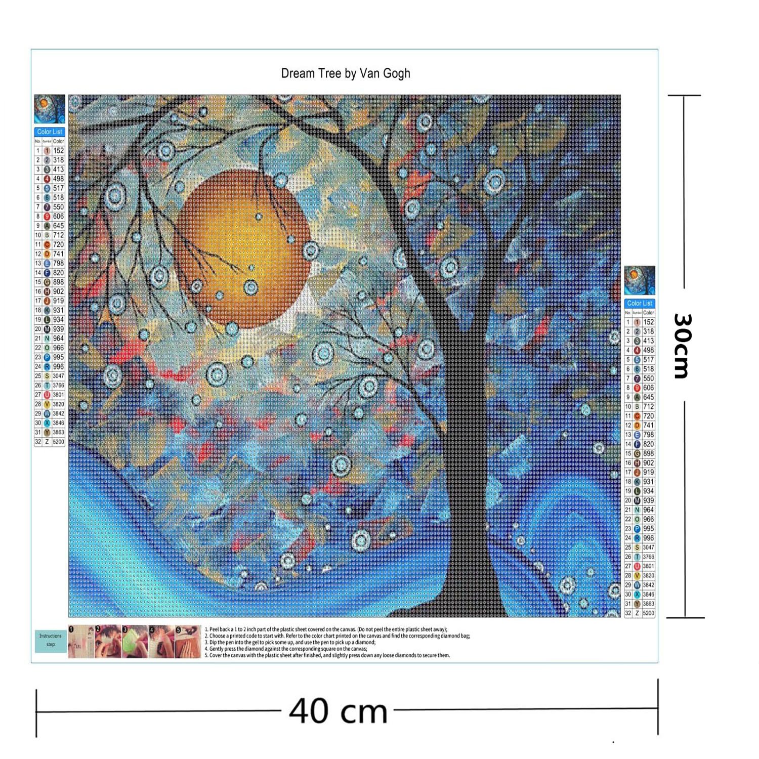 Adult 5D Diamond Painting Set Abstract Style Van Gogh Dream Tree DIY Star Night Moon Abstract Painting aesthetic room decor