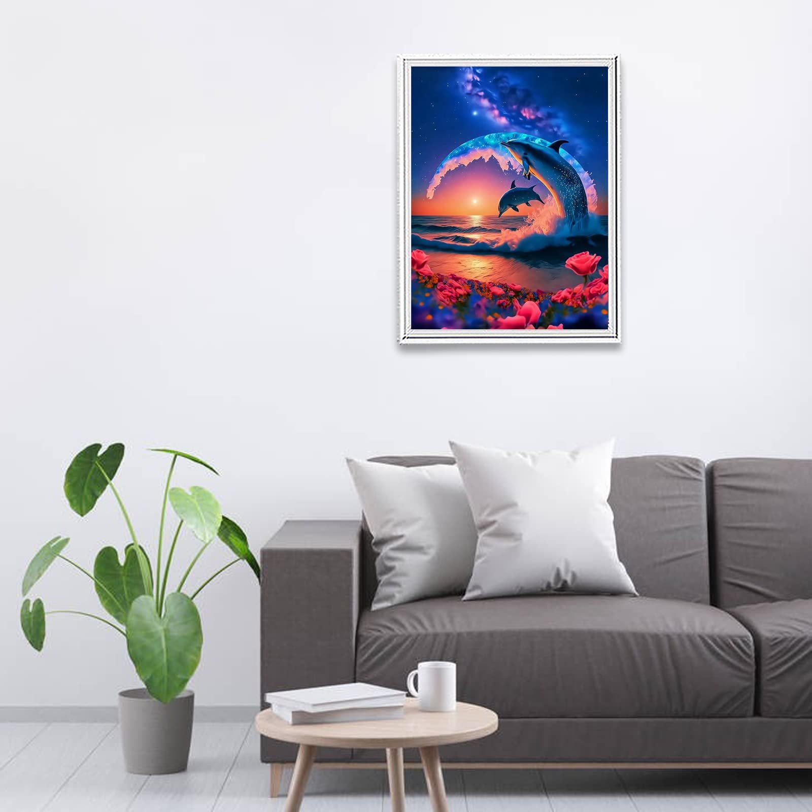 Dolphin swimming 5d Diamond Painting Kit Full Diamond Diy Diamond Embroidery Decorative Wall Art Painting