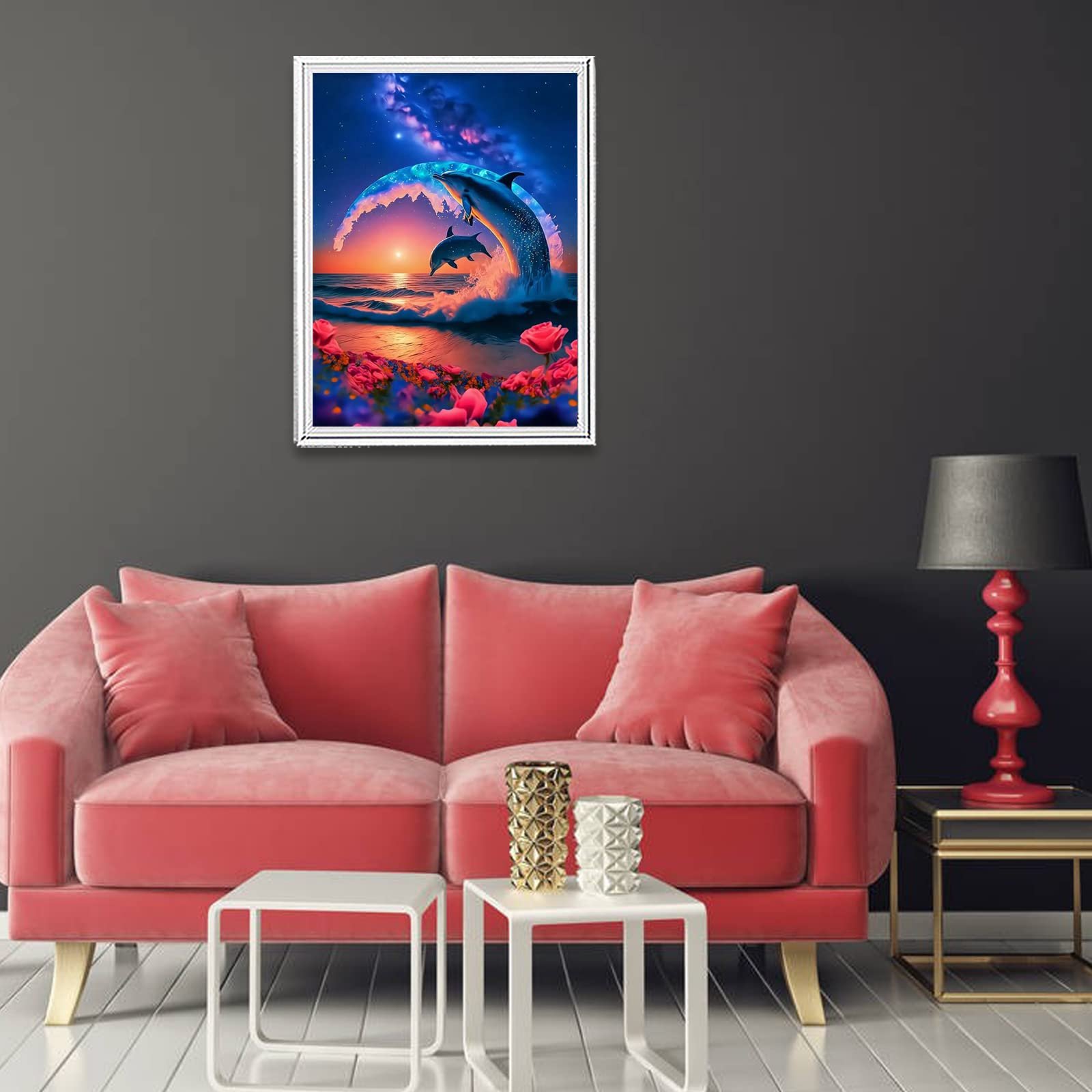 Dolphin swimming 5d Diamond Painting Kit Full Diamond Diy Diamond Embroidery Decorative Wall Art Painting