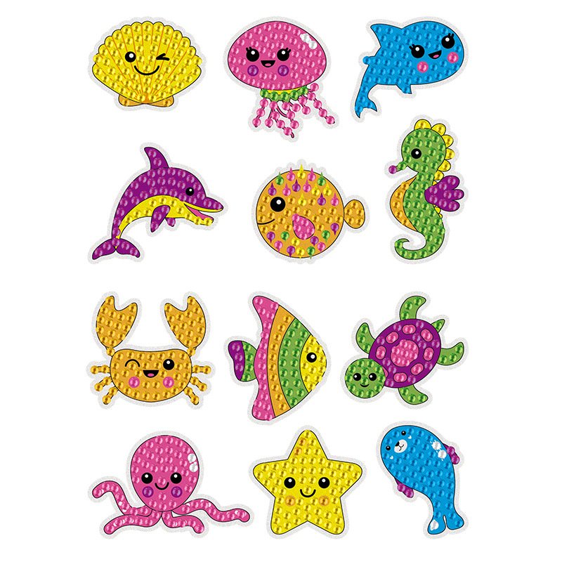 Hot DIY Diamond Kids Stickers Educational Toys Princes Style Plastic Animal Gem DIY Gem Stickers European Korean Cartoon Themes