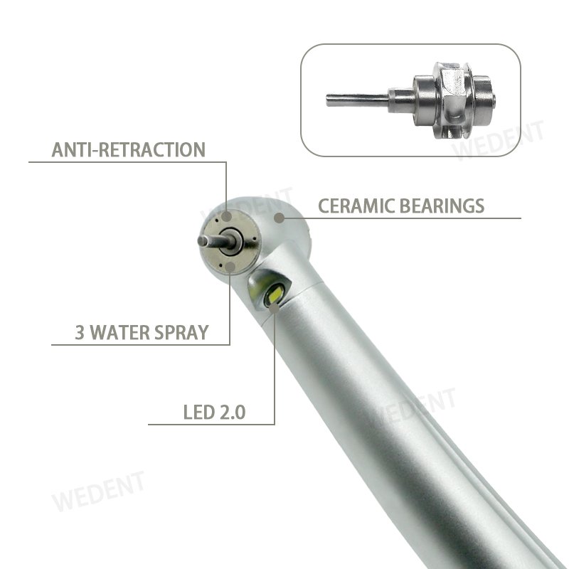 High Quality Dental Instruments Push Button LED High Speed Dental Handpiece Open type Cartridge Turbine Handpiece