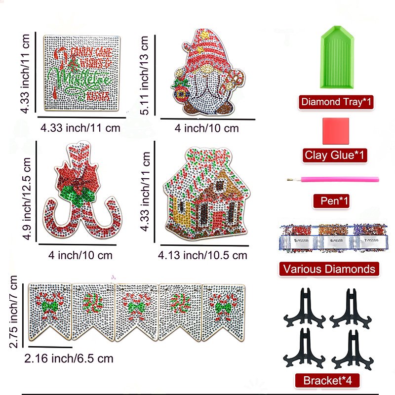 Christmas Tray Ornaments Wholesale Diamond Painting Hand-Painted Special-Shaped Diamond Crystal Diamond Christmas Decorations