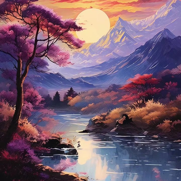 1pc DIY 5D Diamond Painting Fiery Red Mountain Pattern Full Diamond Embroidery Cross Stitch Picture Wall 40*40cm Art Craft Home